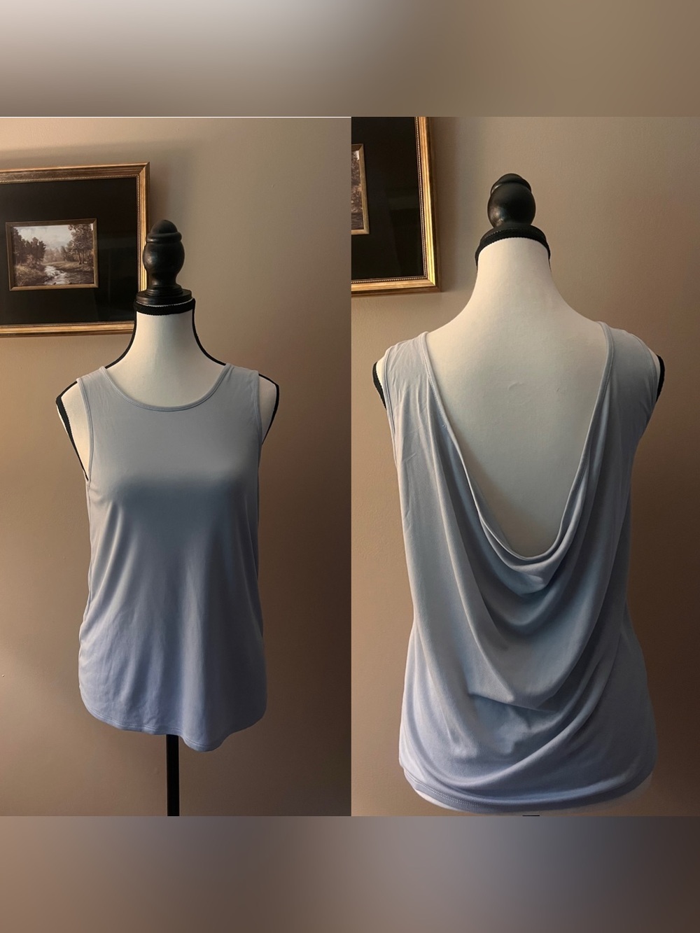 Incredibly Soft Light Blue BCBGMAXAZRIA Draped Back Tank Top